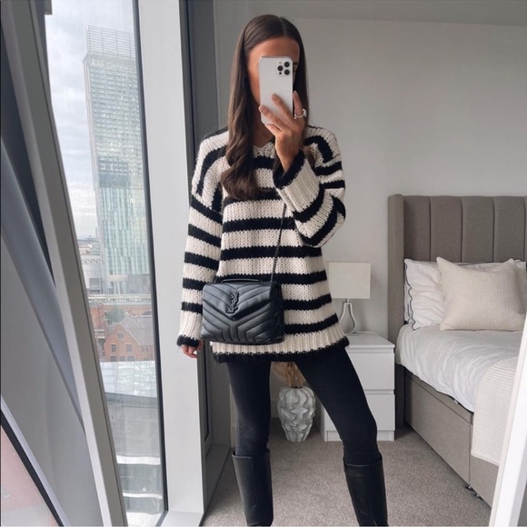 ZARA WOOL AND ALPACA BLEND STRIPED KNIT SWEATER - Picture 8 of 9